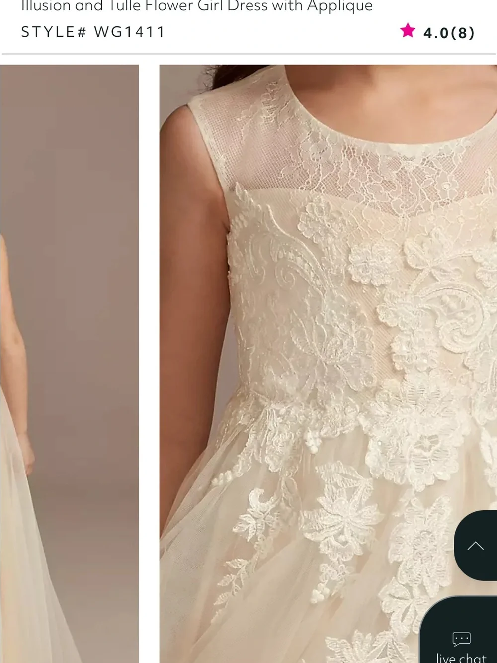 David’s bridal Ivory Lace Tulle Flower Girl Dress - Picture 3 of 9